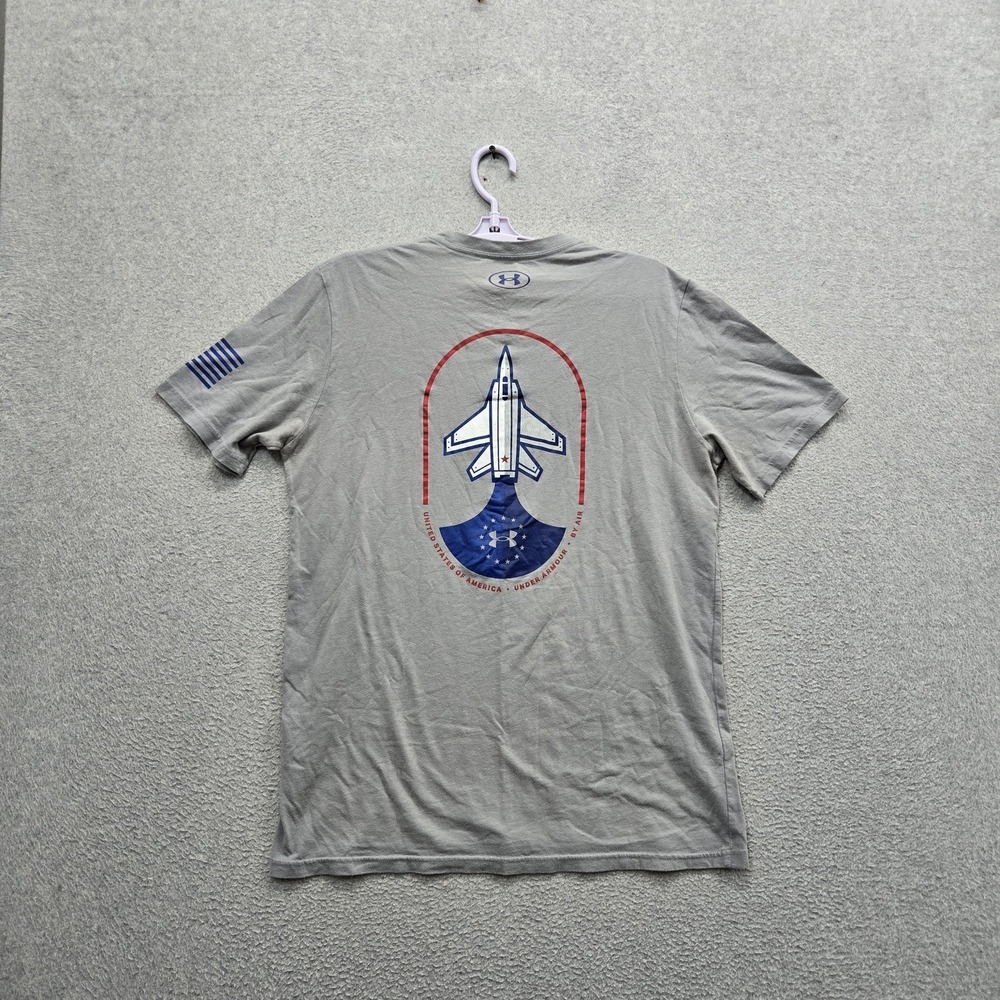 Under Armour Men Shirt L Gray Freedom By Air Flag Heatgear Activewear Loose READ